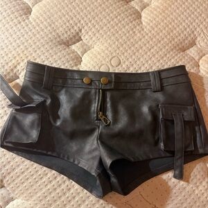Edikted Leather Women Shorts